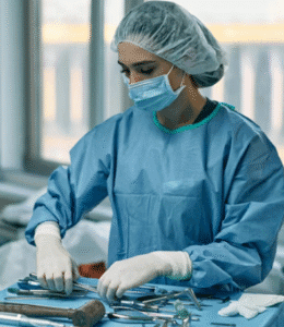 a UK nurse preparing for an operation